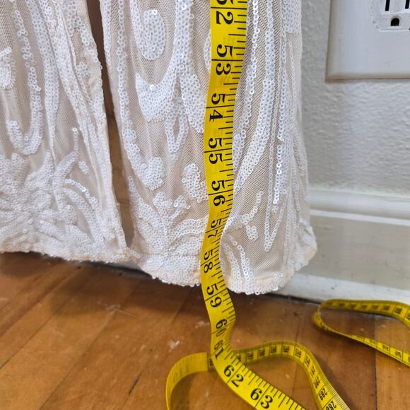 Lulus Destined for Romance Maxi Dress Women's XS Beige White Sequin Bridal - Picture 14 of 16